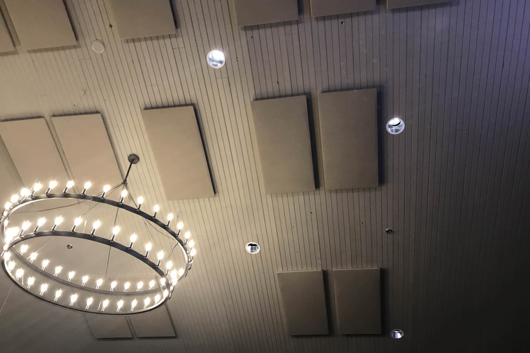 WAVEPro acoustic panels on ceiling of restaurant
