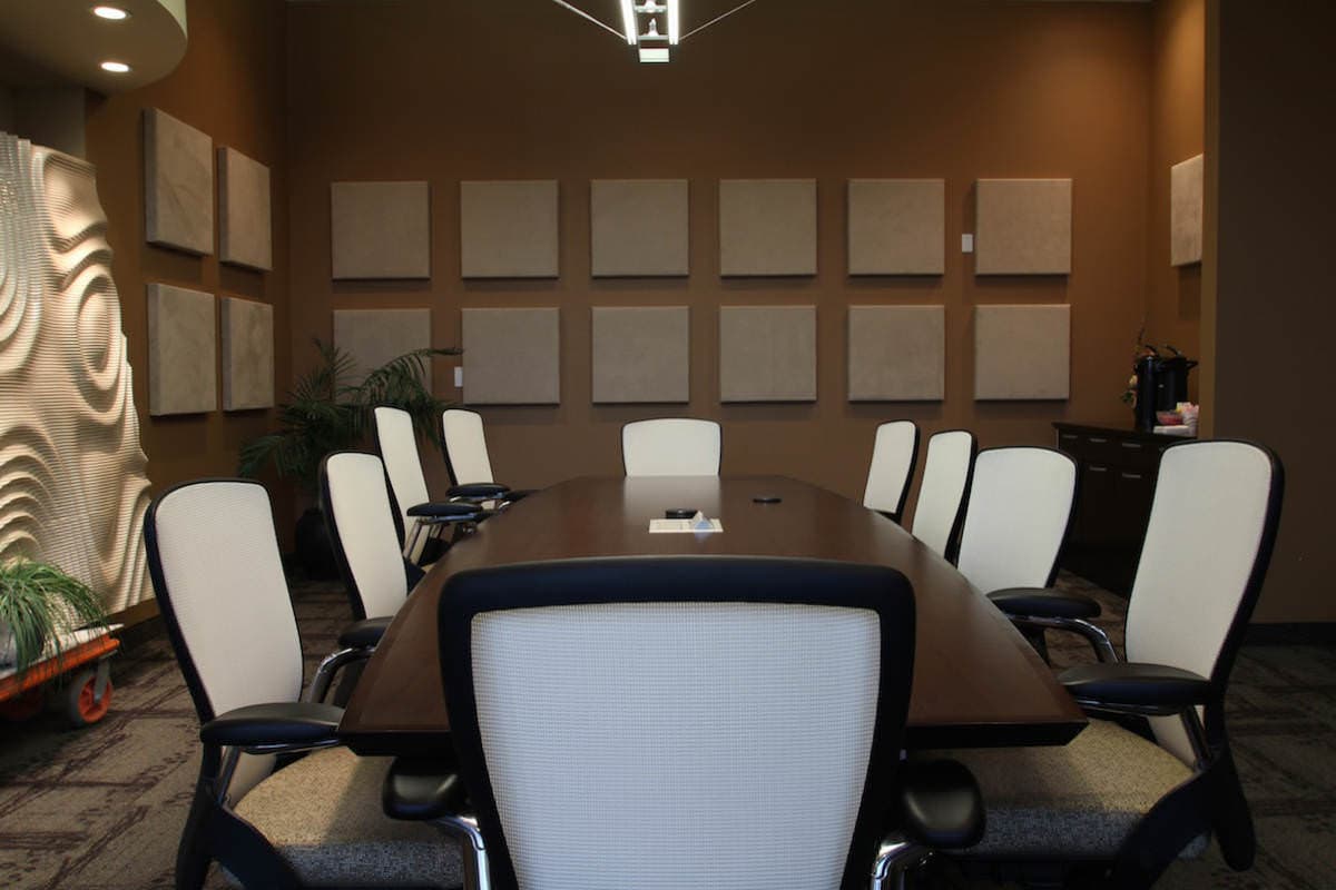 Conference Room with Standard Series acoustic panels suede fabric