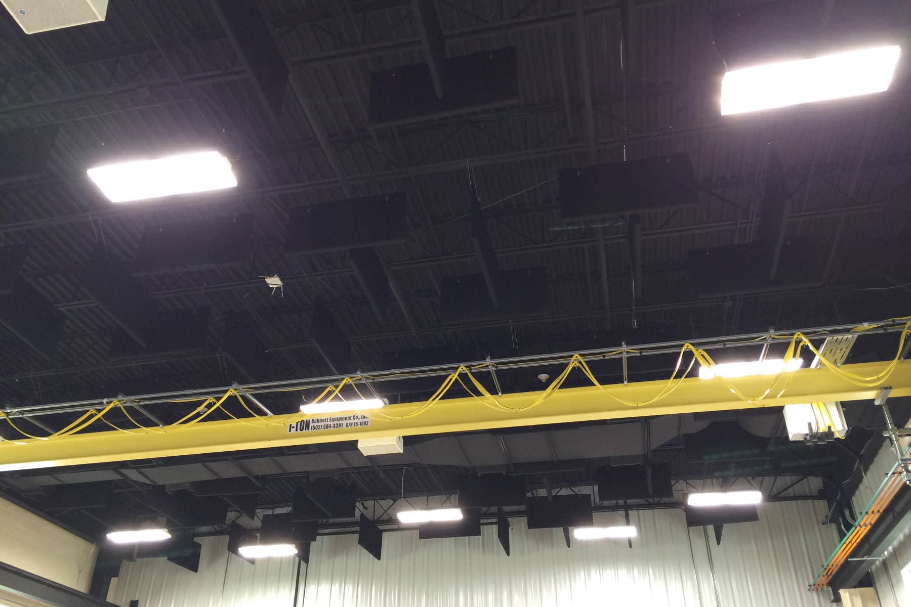 Hanging BAT Series Acoustic Baffles in Warehouse