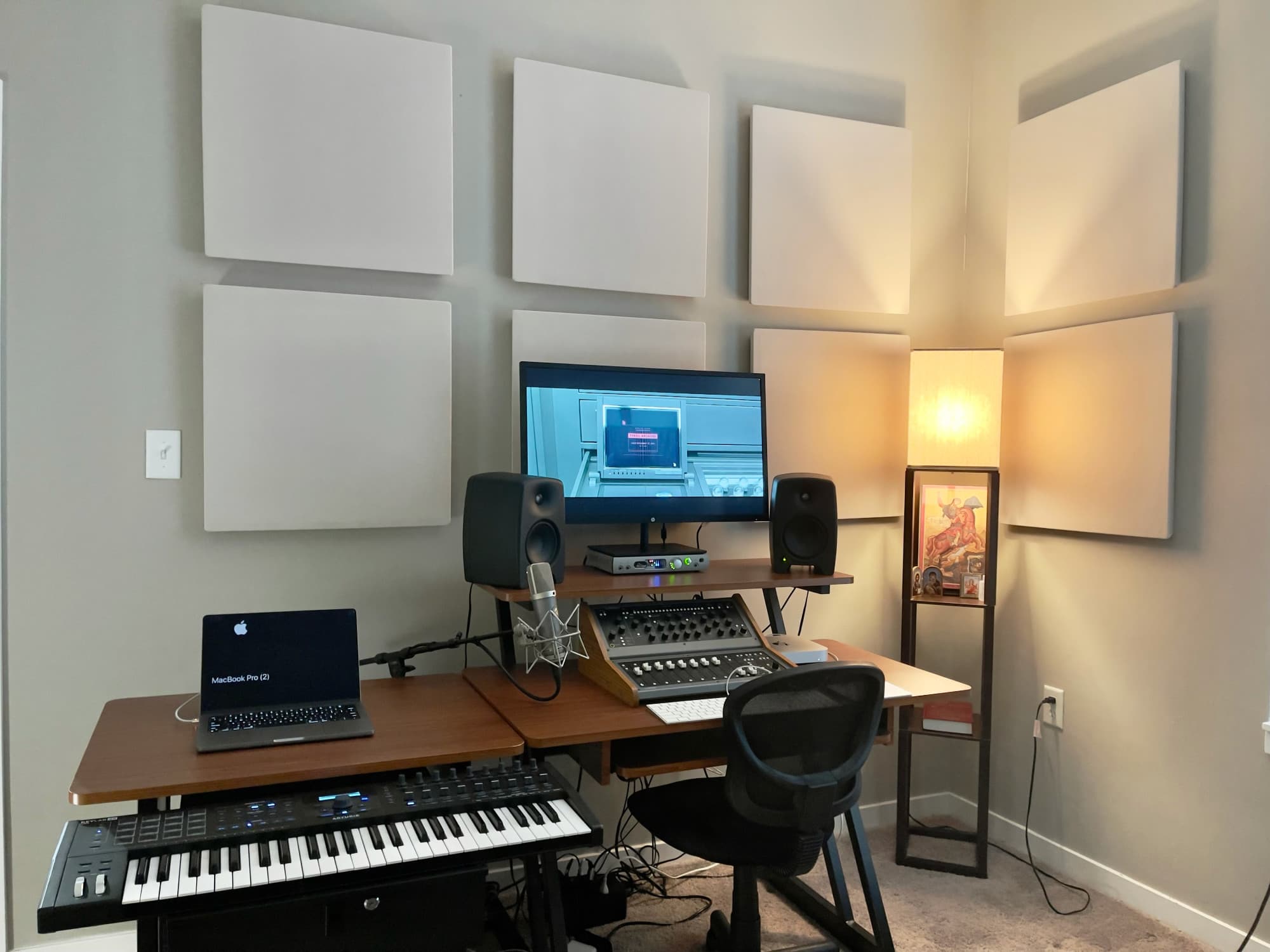 Home Studio with WAVEPro acoustic panels and CS1F stand