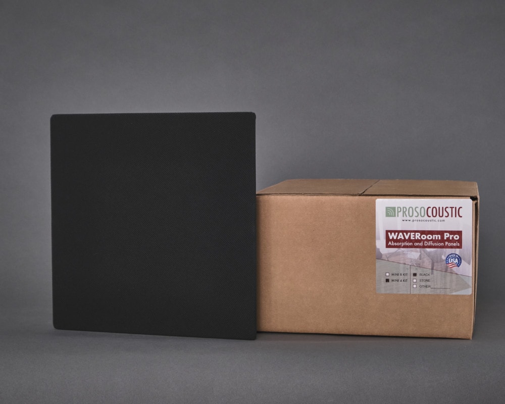 WAVEPro Mini acoustic treatment panel with Black fabric and Box for Mini 4 Kit