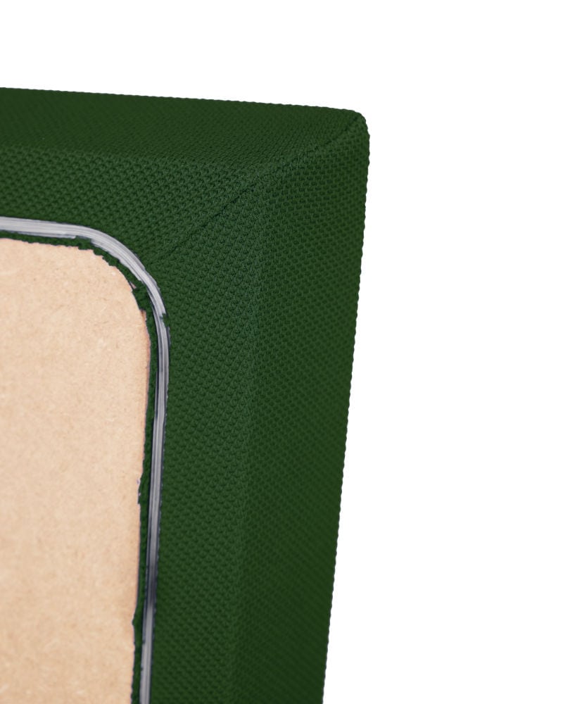 Back side top corner of WAVEPro acoustic treatment panel with Kelly color fabric