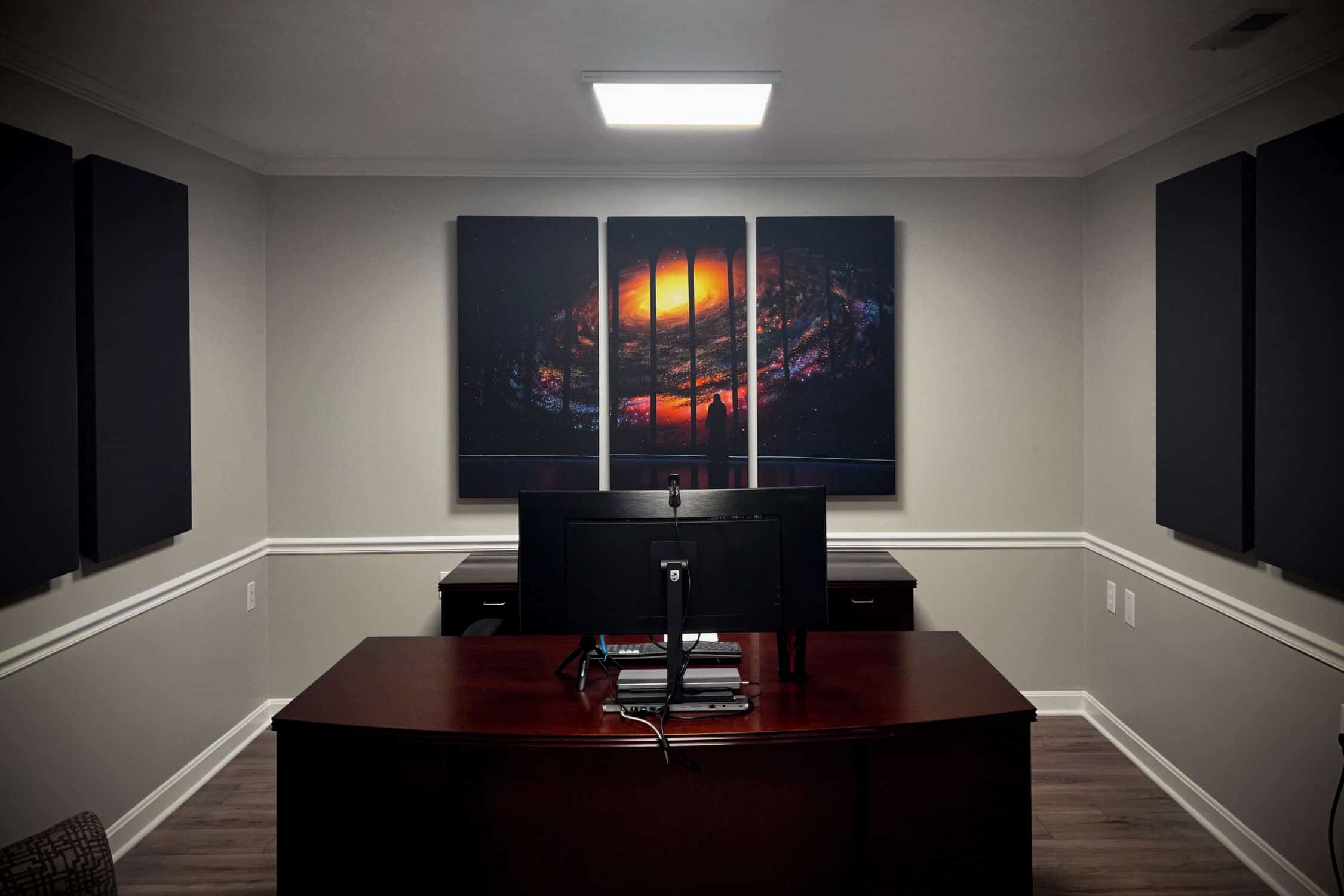 Office space with WAVEPro acoustic treatment panels and custom print image space